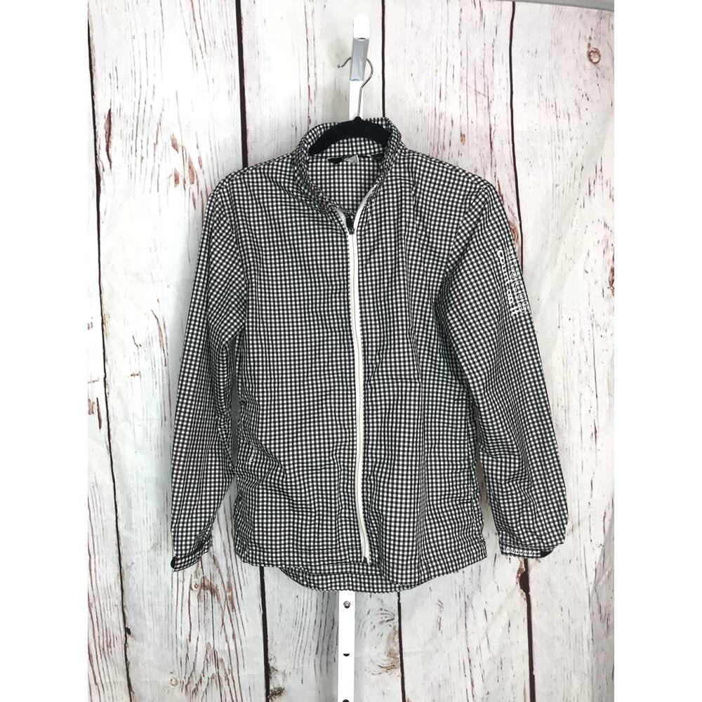 abacus gingham zipper up lightweight jacket